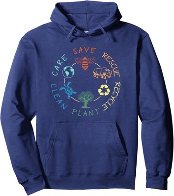 Save Bees Recycle Protect Earth Day Unisex Hooded Sweatshirt