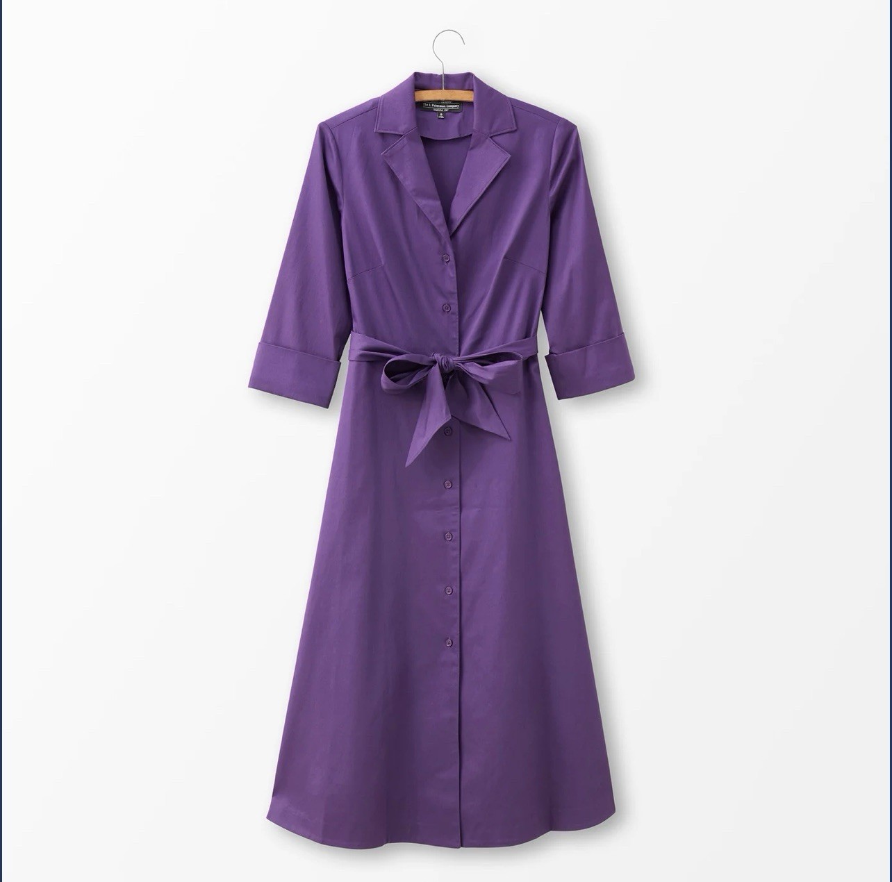 J. PETERMAN Long Sleeve 1947 Cotton Dress Imperial Purple Sz 10 NEW Midi Retro