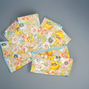 Set of 6 Vintage Floral Multicolor Fabric Cloth Napkins Hemmed Square