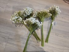 Baby's Breath Artificial Flower Bundles, White with Green Stems