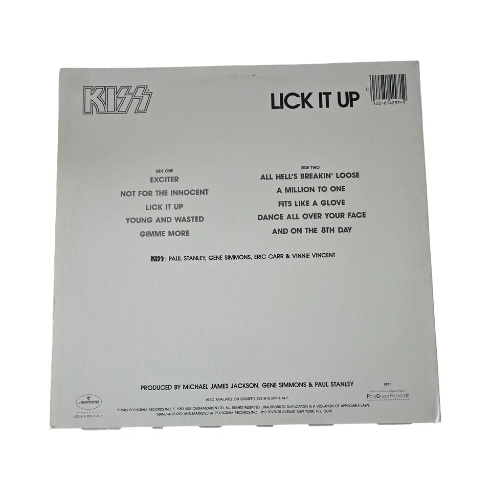 KISS - Lick It Up -1983 Vinyl LP Record Mercury 422-814 297 1-m1 - Image 2 of 4