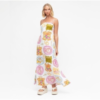 chinese dress ladies Label of Love Maxi Dress Ocean Puff Sleeve – Binny Bowe Boutique main image 1