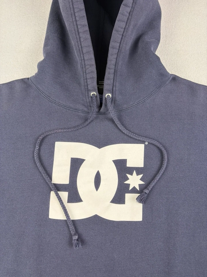Vintage DC Shoes Hoodie Mens Large Blue Pullover Sweatshirt Skateboard Y2K Skate - Image 2 of 4