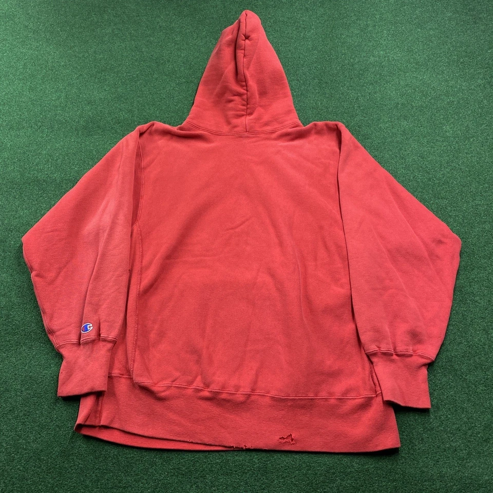 Vintage Champion Reverse Weave Hoodie Mens L Red 80S Wisconsin Sweater USA MADE - Image 4 of 4