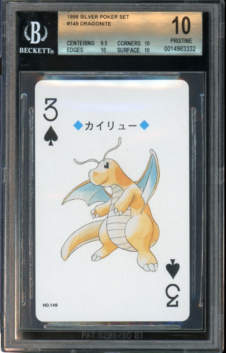 BGS 10 Dragonite #149 3 of Spades Pokemon Silver Poker Playing
