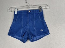 Vintage Ocean Pacific Shorts Kids 6 Blue Corduroy Hot Pants Elastic Waist 80s
