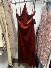 Banana Republic Velvet Slip Dress Petite S Red Sleeveless Long Solid Women