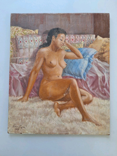 Peinture Ancienne Scène De Genre Femme Tableau Signé - Photo 2 sur 11