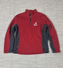 Colosseum Alabama Crimson Tide 1/4 Zip Pullover Waffle Knit Red Gray Men  s Large