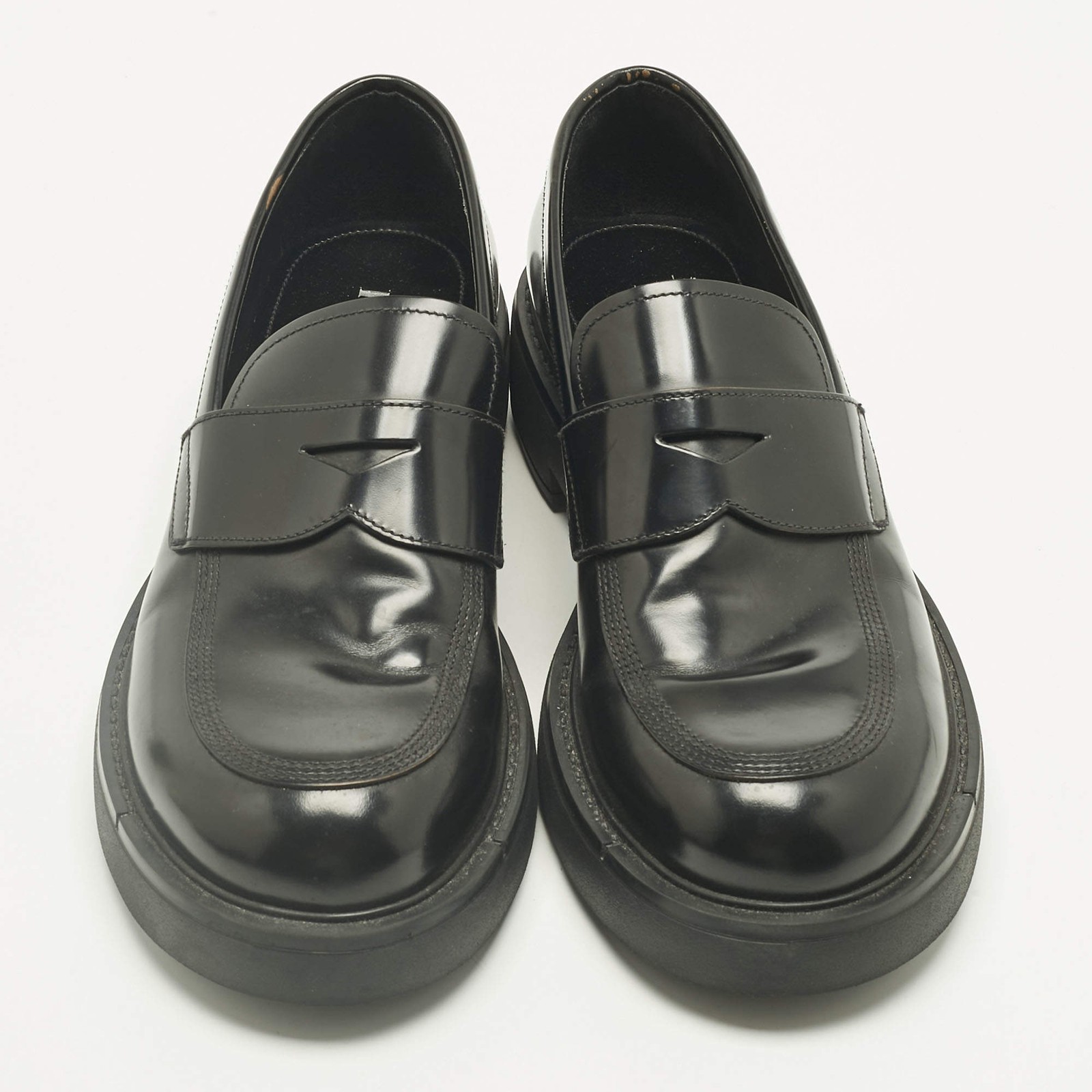 Prada Black Leather Slip On Loafers Size 42 thumbnail 3