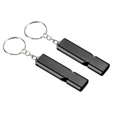 2Pcs Emergency Survival Whistle Double Tubes Whistles Super Loud Black