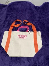 Victoria's Secret Tote bag SUMMER Weekender  Beige Orange Pink NWT