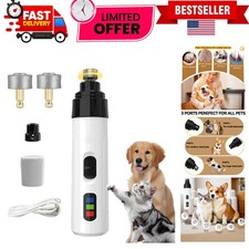 Painless Dog and Cat Nail Trimmer - Upgraded Whisper-Quiet Grinder for All Sizes