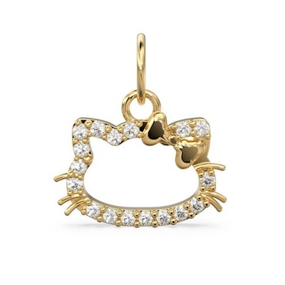 Katze Katze Diamant Charm 14k 18k massiv Gold Anhänger/Haustier Liebhaber Geschenk