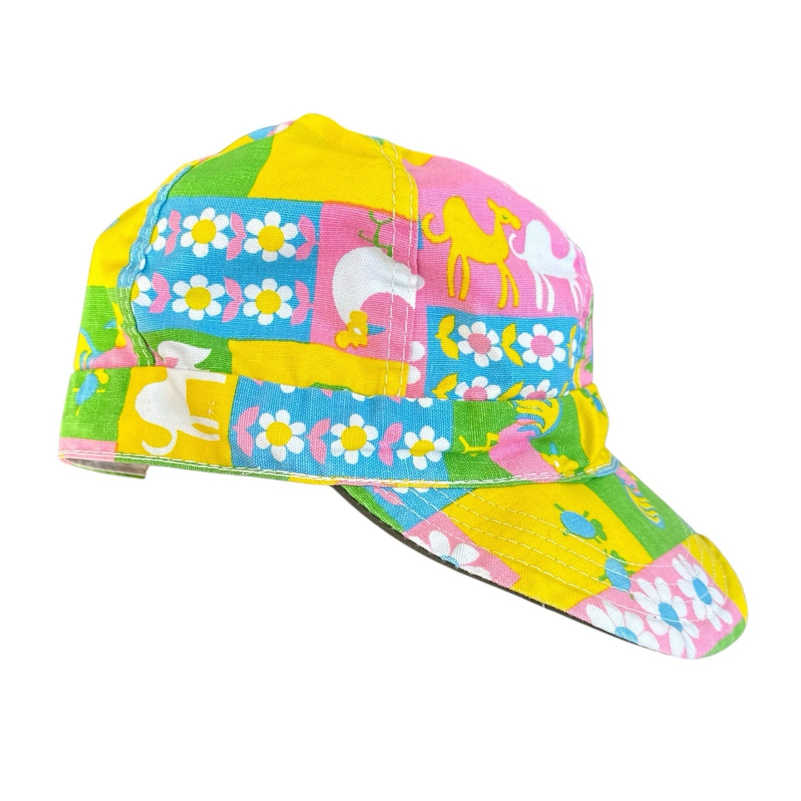 1960s Psychedelic Patchwork Cap Droop Brim Novelt… - image 1