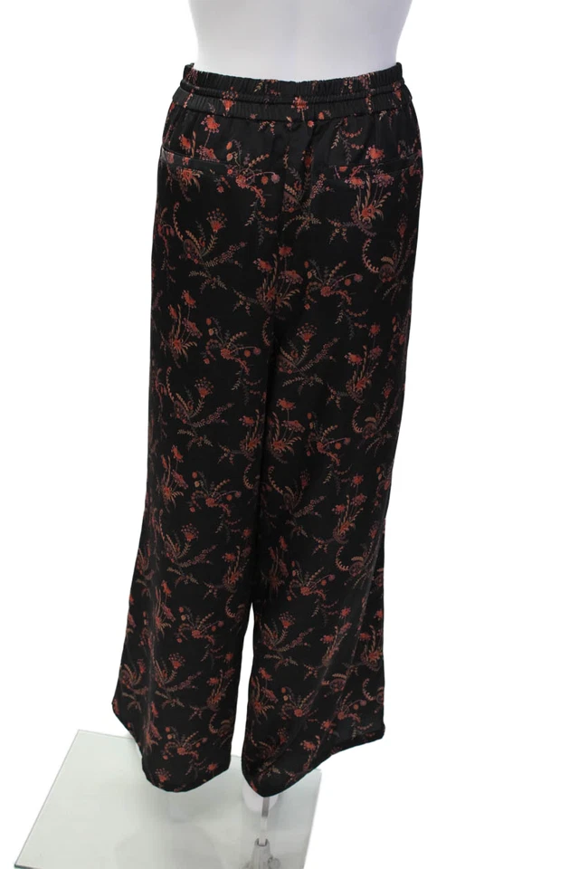 Pantalones Paige para mujer con cordón floral tiro alto pierna ancha negro rojo talla grande Foto 3 de 4