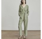 Elizabeth James Jumpsuit Sz M Olive Green Belted Tie Waist One Piece Surplice*** — photo 2