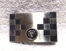 Silver Checker Board Sun God Emblem Replacement Wrap Dress Buckle Good Usable