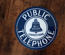 Public Telephone  Porcelain Sign Home Office Shop Den Garage Decor