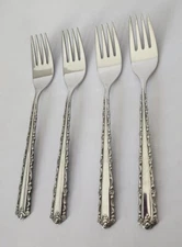 Set Of Four Oneida Deluxe Stainless Cherie Salad Forks