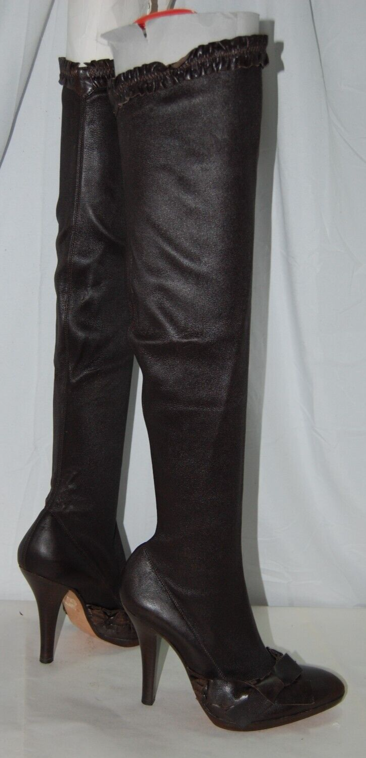 36 5 6 5❤️STIVALI Tom Ford Yves Saint Laurent in pelle con tacco alto sopra il ginocchio OTK