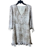 NWOT Sadie & Sage Snake Print Midi Ruffle Dress Size Medium Boho Cottagecore
