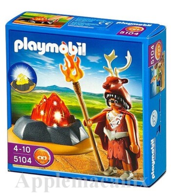 PLAYMOBIL 5104 Fire Guardian with LED Fire Rock Neolithic Caveman Figure Staff