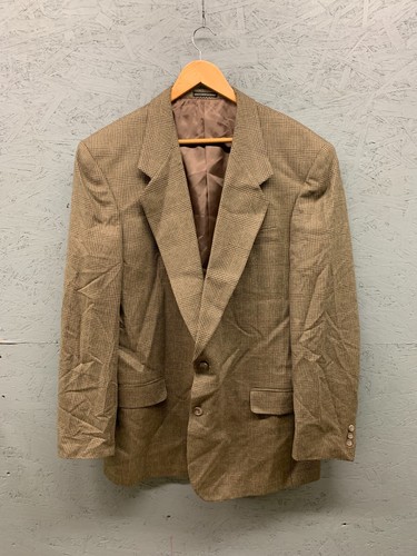Pierre Balmain Check Blazer Size L 46 Checked Smart Jacket Wool Silk Brown