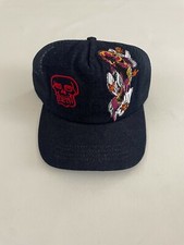Skull Embroidered Graphic Denim Adjustable Snapback Cap Hat One Size