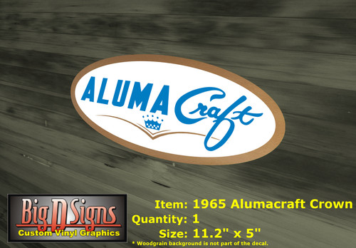 Vintage Oval Alumacraft Crown Vinyl Decal - Qty 1 @ 11.2"x5.0"