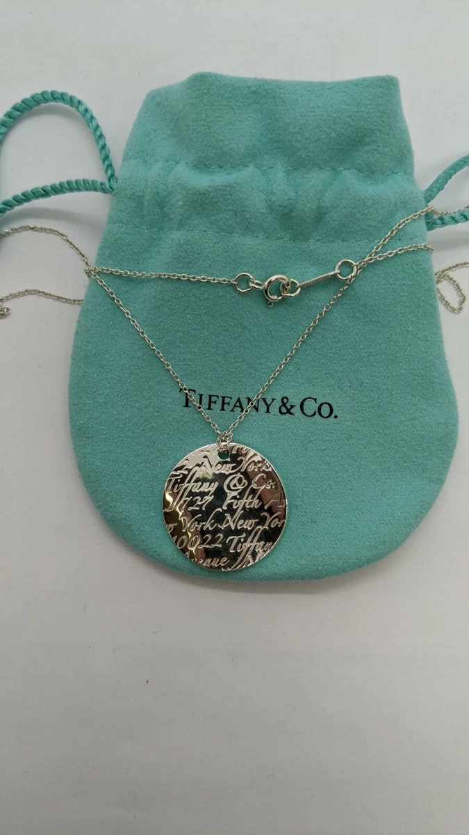 Tiffany Co. Sterling Silver 727 Fifth Avenue New York Pendant Necklace 17