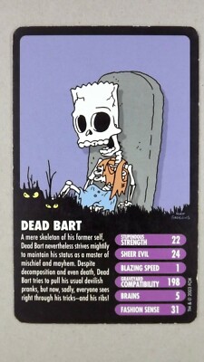 1 x Karte 2003 Top Trumps Horror Edition Simpsons Dead Bart # T3