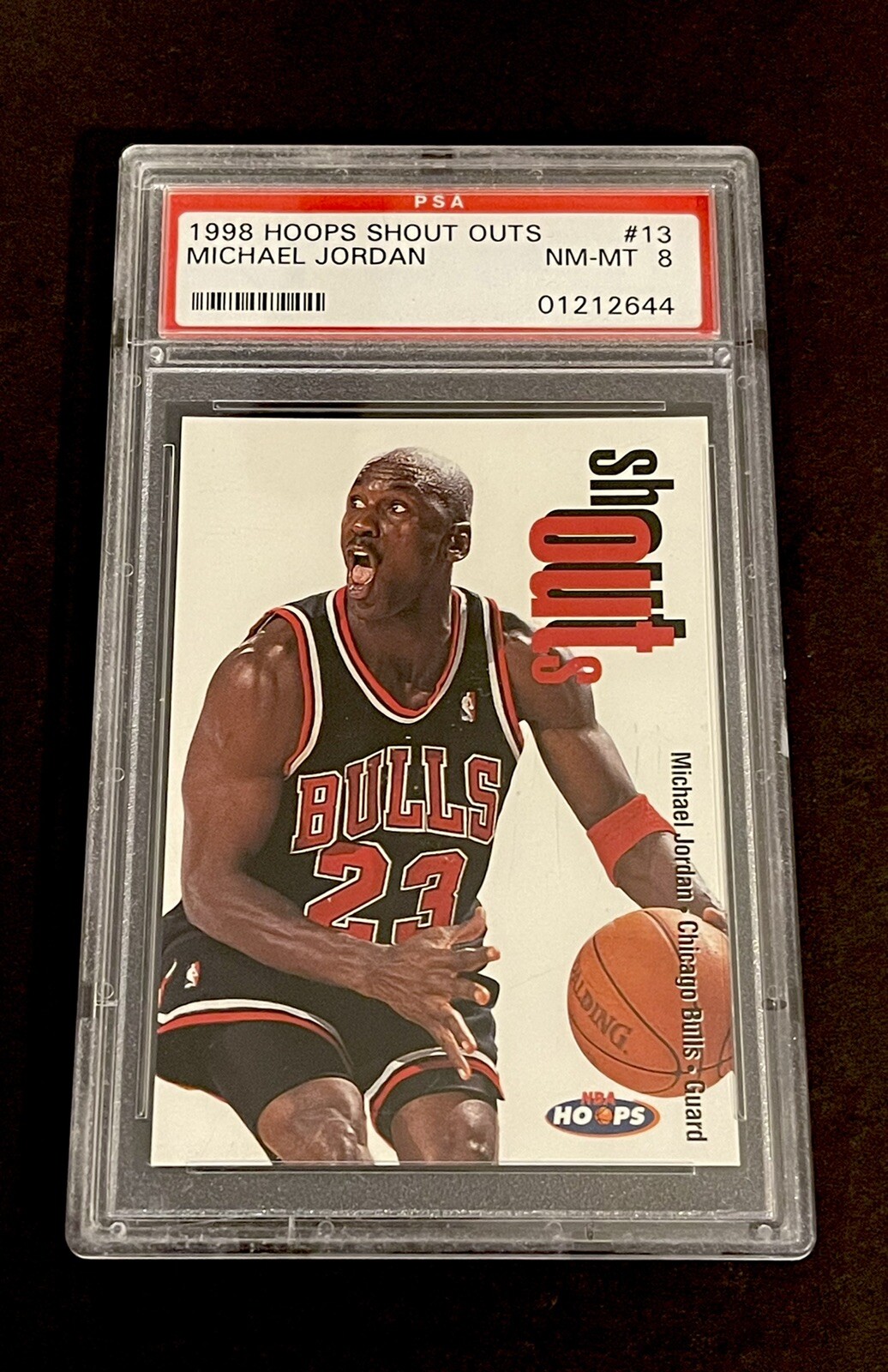 1998 Hoops Shout Outs #13 Michael Jordan Bulls PSA 8 NM-MT (01212644) HOF