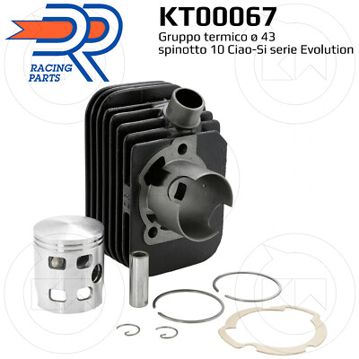 Piaggio DR Racing KT00067 - Kit Cylindre + Piston 65cc Ø43mm SP.10 Pour Ciao, Bravo, Si, Boxer Et Plus - Performances Optimisées 2T
