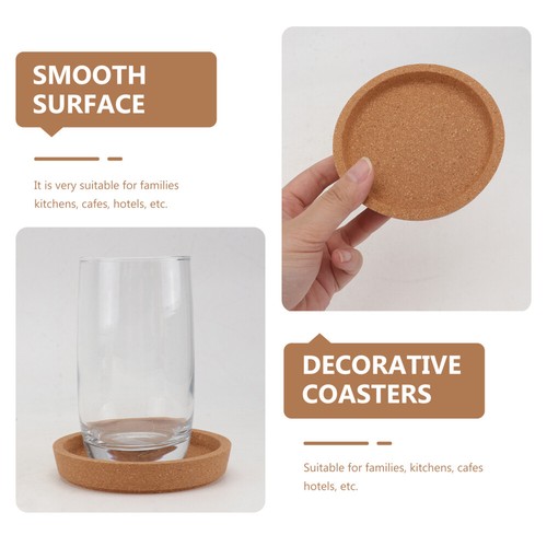 5pcs Coffee Coasters Cork Round Coasters Knitted Table Cover Cork Drink Coasters - 第 4/12 張圖片