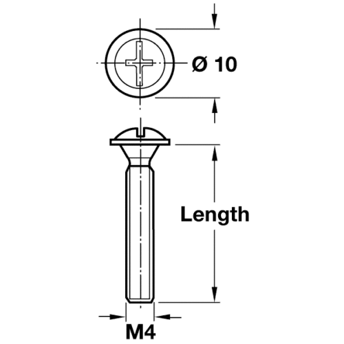 Handy Pack Nut & Combislot (Flange Head) Screw Bolt - M4 4mm x 15mm 10pk Zinc - Picture 3 of 3