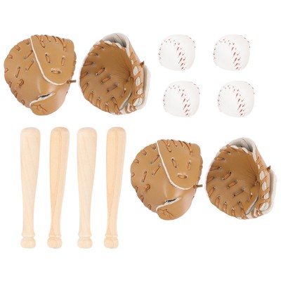  4 Sets Miniatur Baseball -Set für Kinder Dollhouse Spielzeug Miniatur Baseball