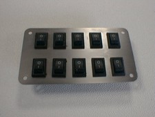 Switch Panel 10x On-Off Switch Stainless Steel Trim Matt NEW Very Small