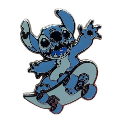 Hidden Disney Pin 2025 WDW Blue Color Story Stitch on Skateboard