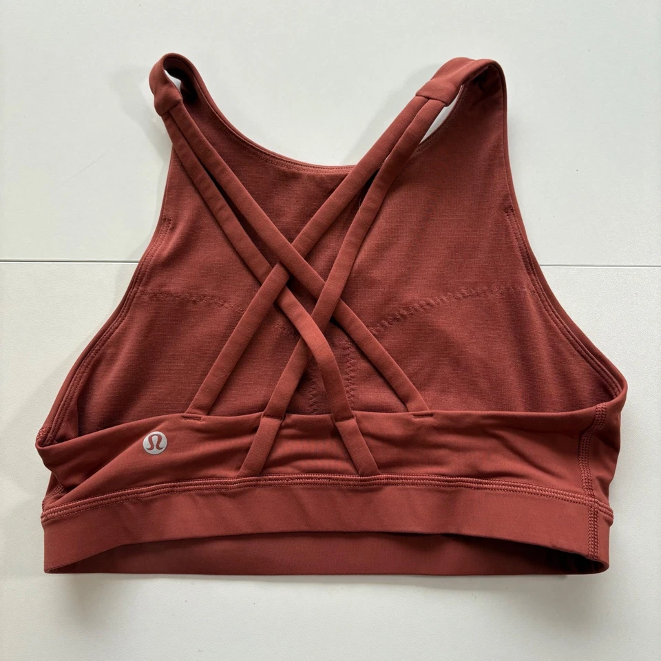 Lululemon Energy High Neck Sports Bra Rust Red Size 6 - Image 2 of 4