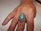 Ring for women Mojave turquoise solitaire in stainless steel 7.65ctw size 6 NICE