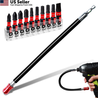 Geinxurn Flexible drill bit Extension Screwdriver Bit Holders, 1PACK Black 