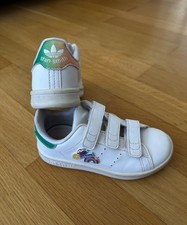 ADIDAS Stan Smith Rainbow Kinder Klett Sneaker weiß Gr.28 UK10 Leder Turnschuhe