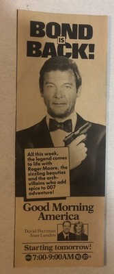 Good Morning America Roger Moore James Bond 007 Movie Vintage Print Ad Tpa32