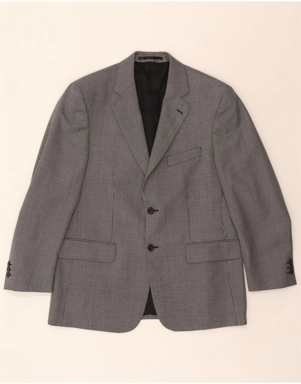 WELLINGTON Mens Slim 2 Button Blazer Jacket UK 36 Small Grey Houndstooth DV75