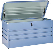 Cassapanca Da Esterno in Acciaio Zincato Blu 132 X 62 Cm