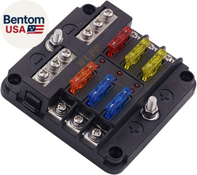 12 Volt Fuse Block, Waterproof Boat Fuse Panel with LED Warning Indicator Damp-P