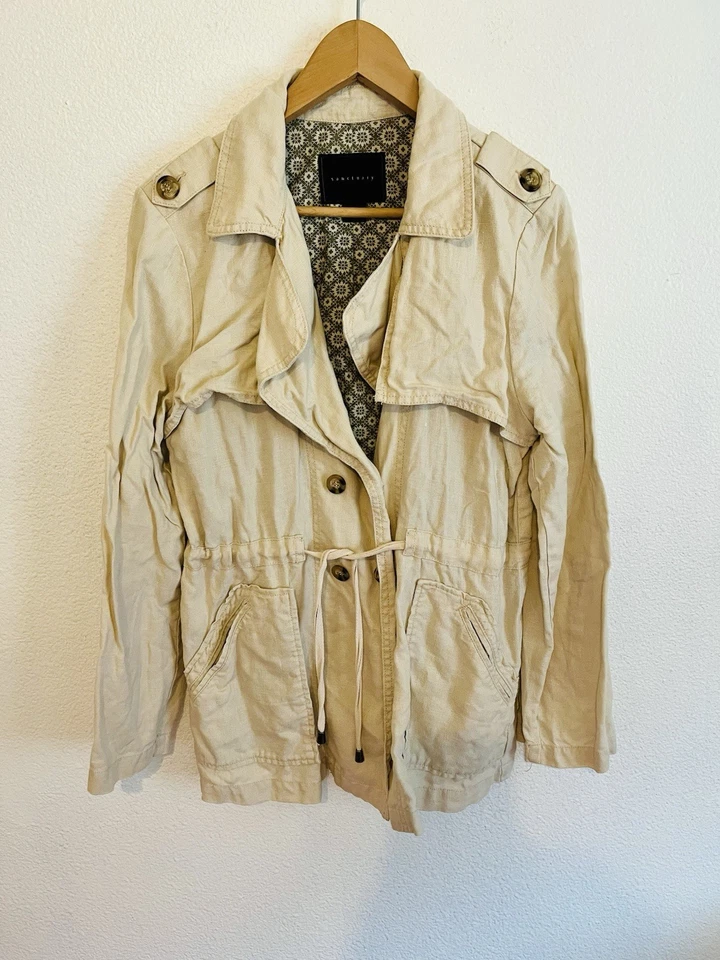 Sanctuary Anthropologie 100% Linen Utility Trench Coat Size Large - Image 4 of 4