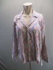 NWT Ralph Lauren Size M Women Multicolor Cotton Blend Long Sleeve Pajama Top 257
