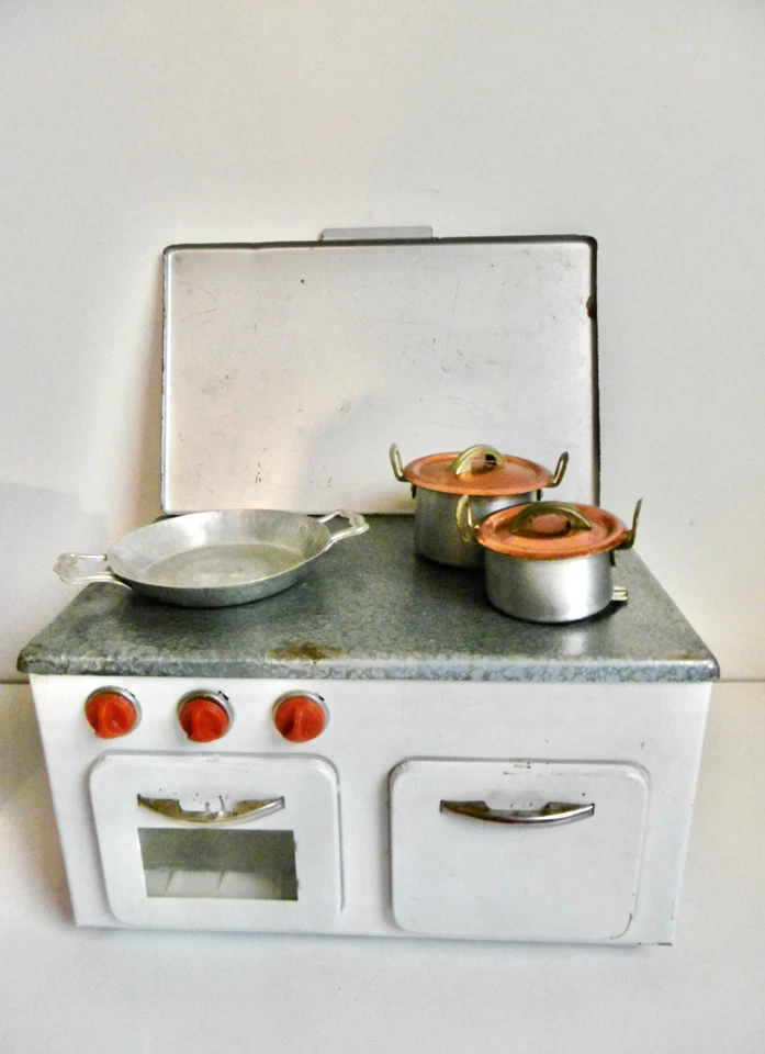 JOUET ANCIEN CUISINIÈRE/FOURNEAU WIKROL EN  TÔLE AVEC BOITE D'ORIGINE - VINTAGE - Photo 2/4